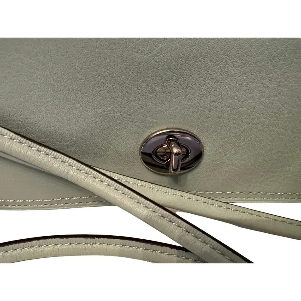 NWT Coach Leather Crossbody Bag Light Green Turnlock Flap – Style 19914 - Picture 3 of 10